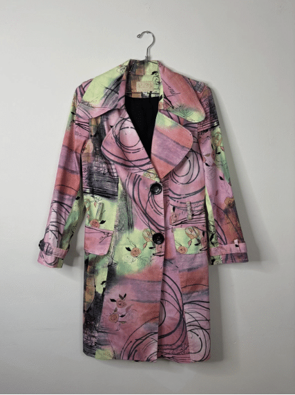 Alberto Makali pink abstract Floral Trench Coat