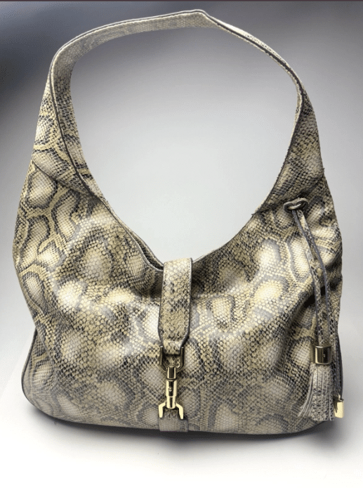 G.I.L.I Snake Print Leather Hobo Bag