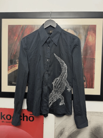 Just Cavalli Vintage Y2k Button Up Shirt Crocodile