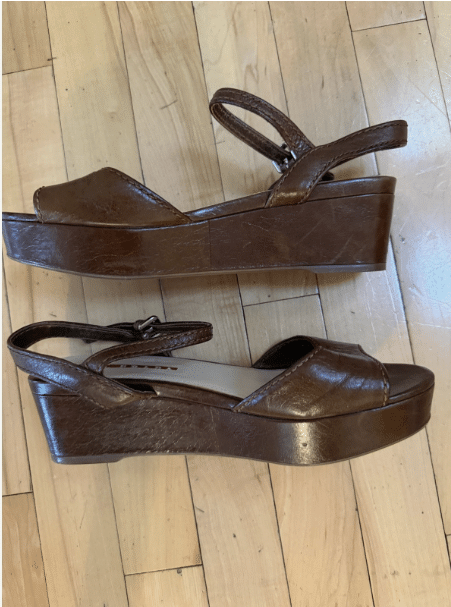 Vintage Prada Brown Leather Platform Wedge Sandals