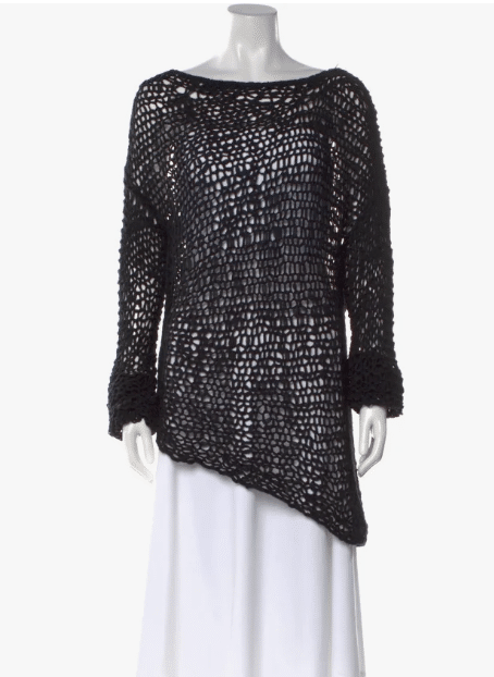 Helmut Lang Scoop Neck Sweater open knit black