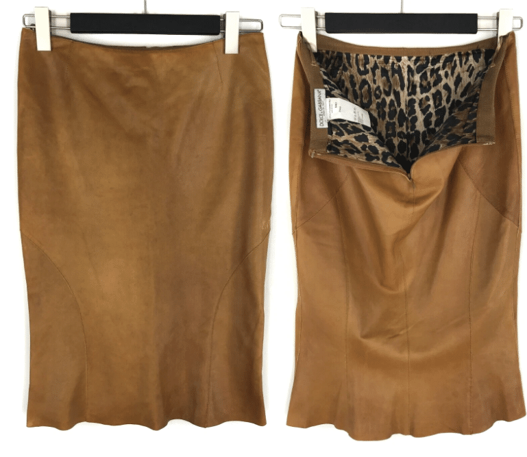 Women's Dolce Gabbana Sheep Leather Skirt Brown Skirt