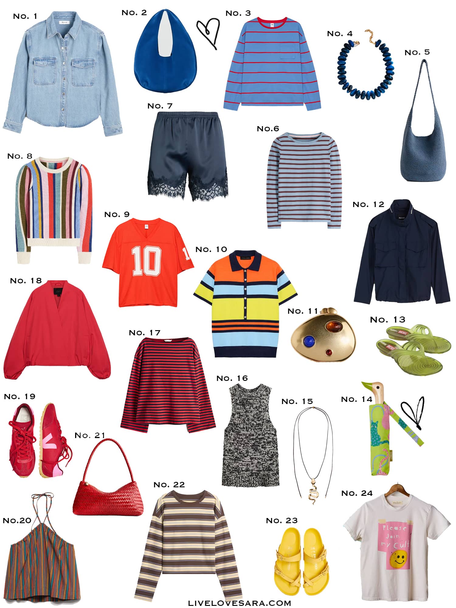 A white background with a collection of 24 finds from the past week.