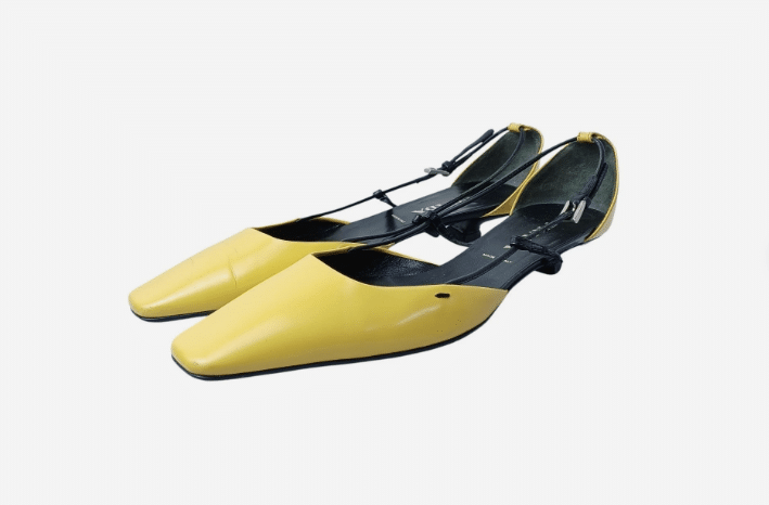 Vintage 2000s Prada Yellow Leather Slingback Pumps