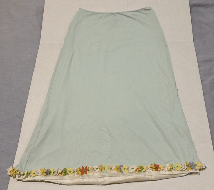 Moschino Cheap & Chic A Line Skirt Seafoam Green Floral Trim