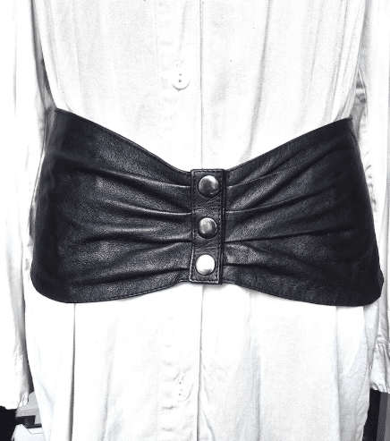 Vintage Extra Wide Black Belt - Soft Genuine Leather Corset Belt