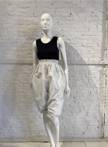 Vintage 1980s Kenzo Paris Cotton Leaf Print Smocked Harem Capri Trousers Pants,