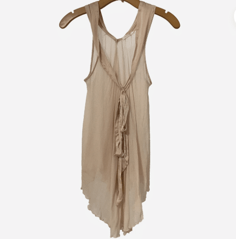 Samantha Chang Tunic Top S/M Sheer Lingerie Dusty Rose Pink Chemise Vintage