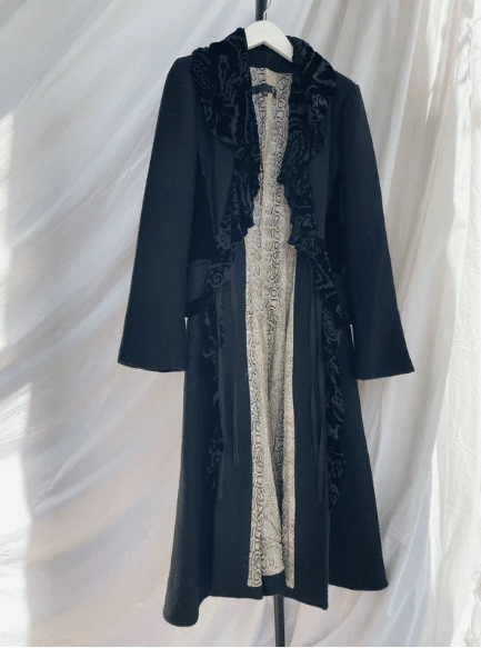 Vintage 90s y2k Roberto Cavalli Virgin Wool Devore Silk Velvet Riding coat