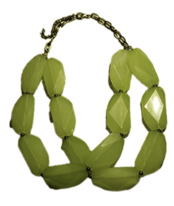 Vintage Chunky Chartreuse Lucite Necklace Retro Statement 80 90s Double Strand