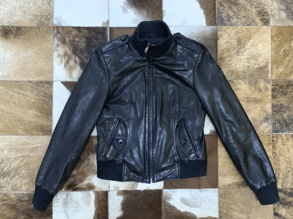 D&G Dolce & Gabbana Black Leather Bomber Jacket