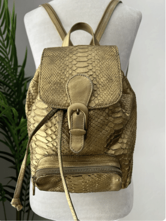 90’s Gold Snakeskin Mini Backpack