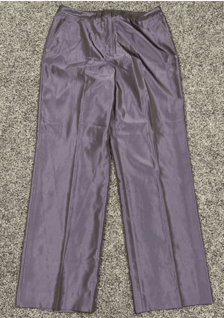 Anne Klein 2 Trousers Womens 12 Purple Shimmer Straight Leg Dress Pants Luxe 90s