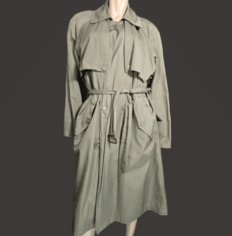 Vintage 90s Calvin Klein Trench Coat Mens Size 40 Green Long Belted Wool Liner