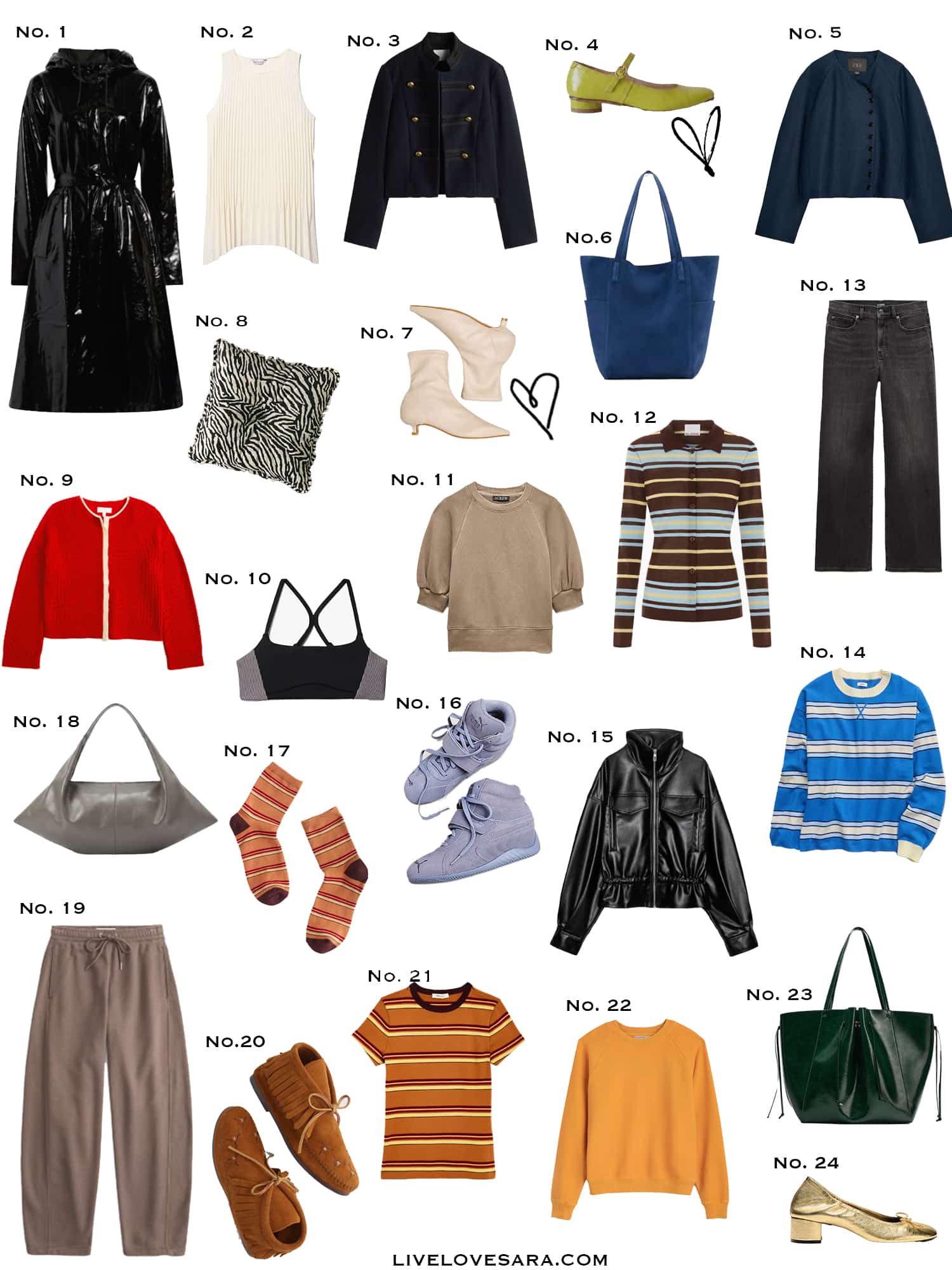 A white background with a collection of 24 finds from the past week.