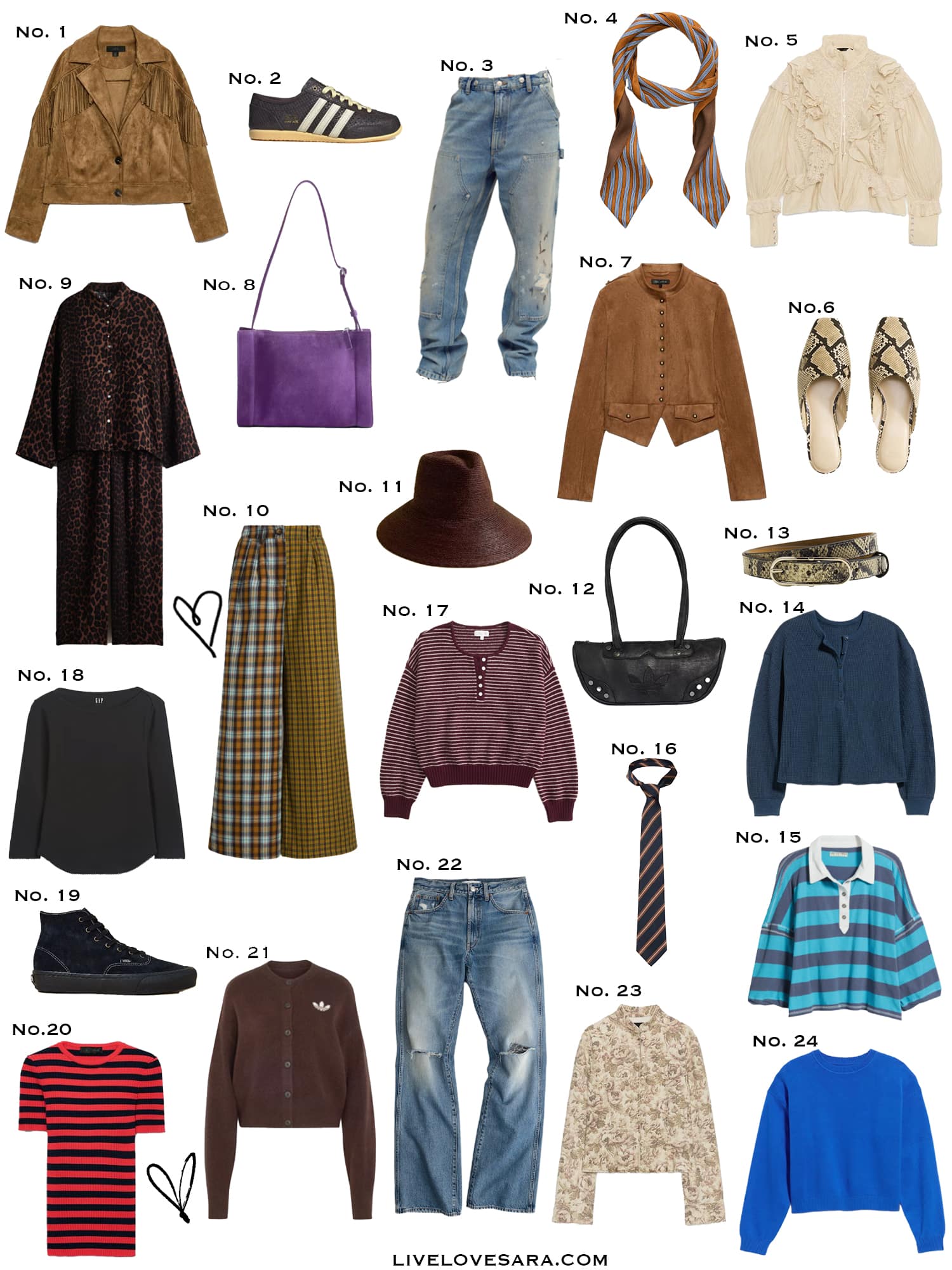 A white background with a collection of 24 finds from the past week.