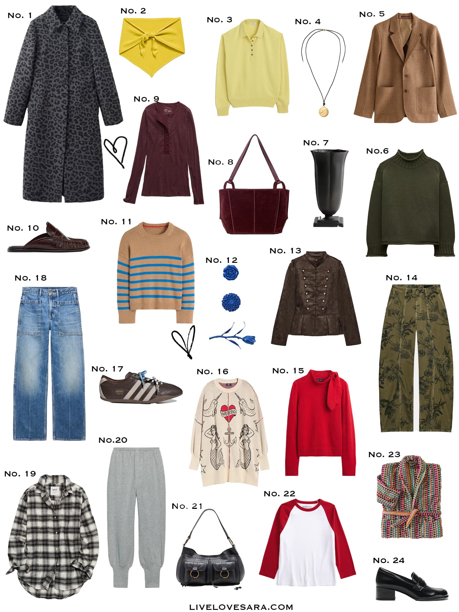 A white background with a collection of 24 finds from the past week.