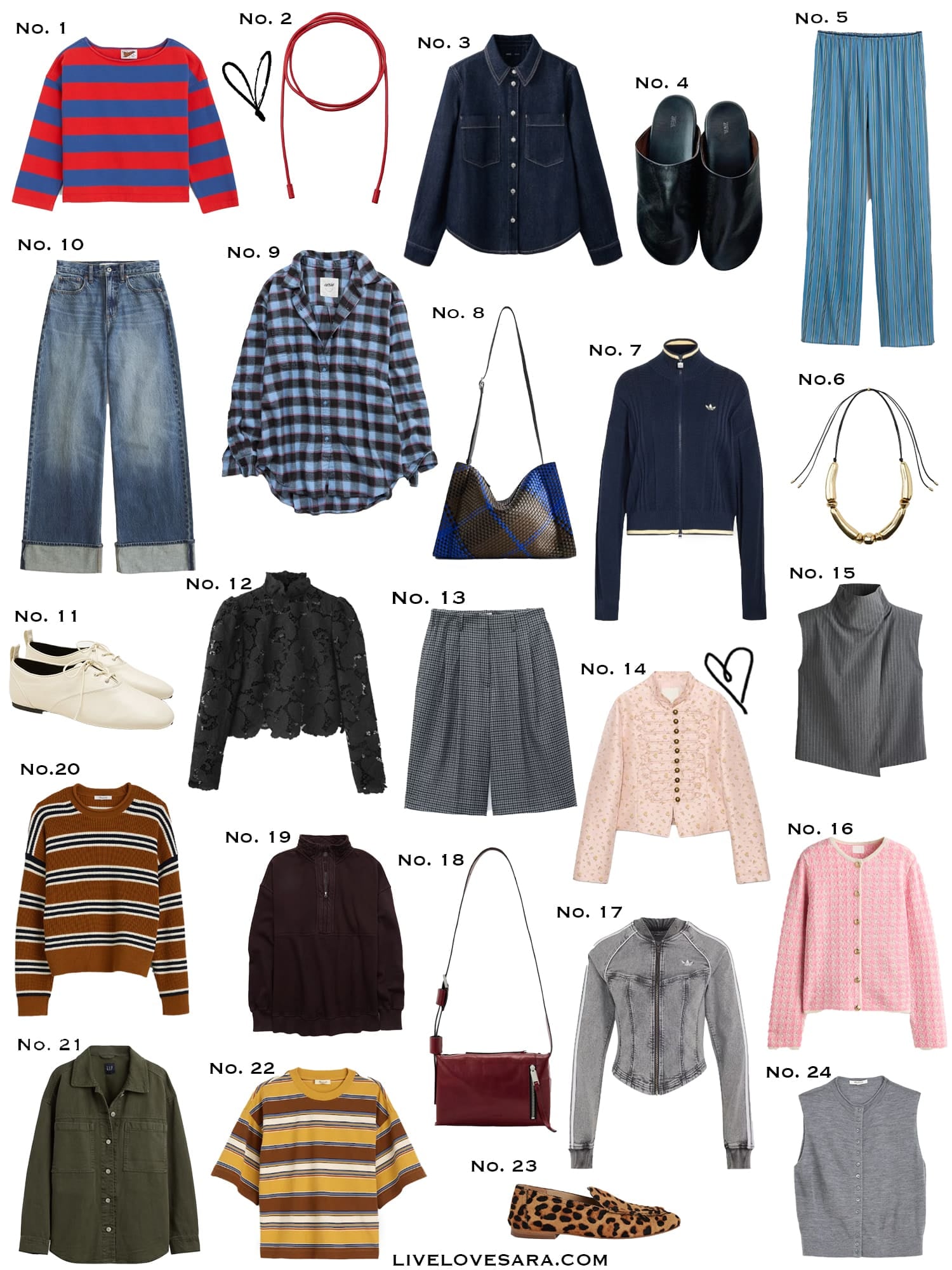 A white background with a collection of 24 finds from the past week.