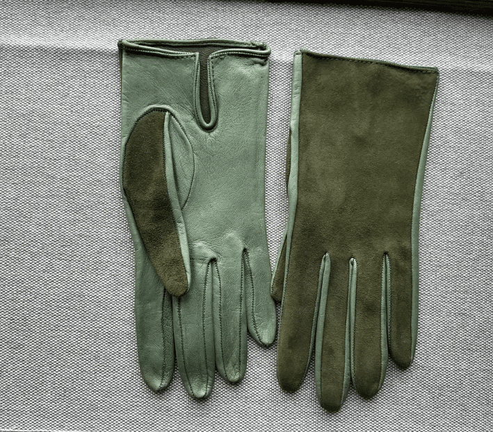 Suede and Lambskin Gloves in two greens. 1960s