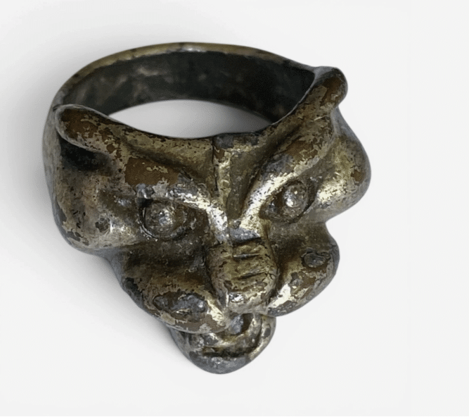 Vintage Brutalist Leopard Panther Head Ring