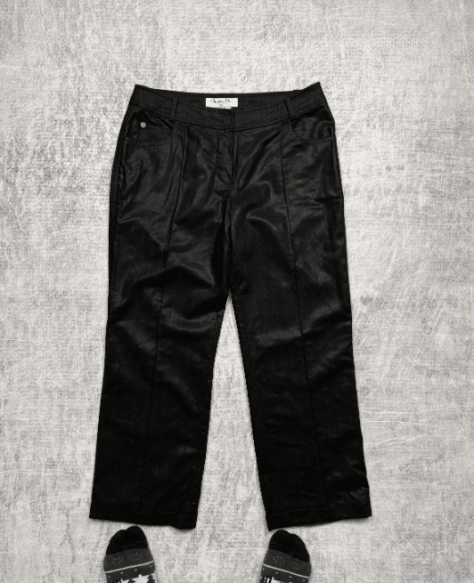 Vintage black Christian Dior Boutique silk wool trousers 90s Size 34