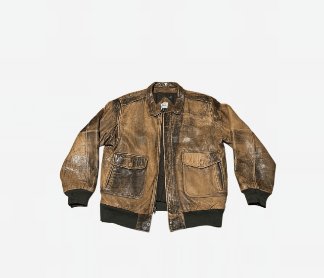 Vintage South Channel Distressed Brown Leather Bomber Jacket Men’s Medium Korea