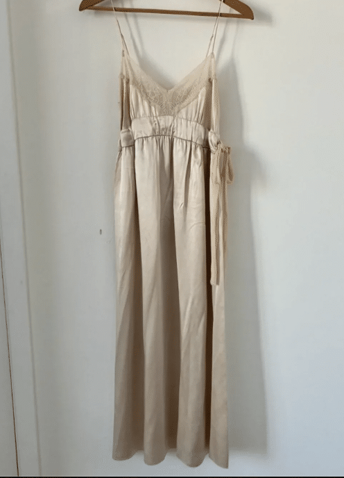 Vera Wang Luxe Vintage Silk Nightgown Slip Ivory Lace Chiffon S