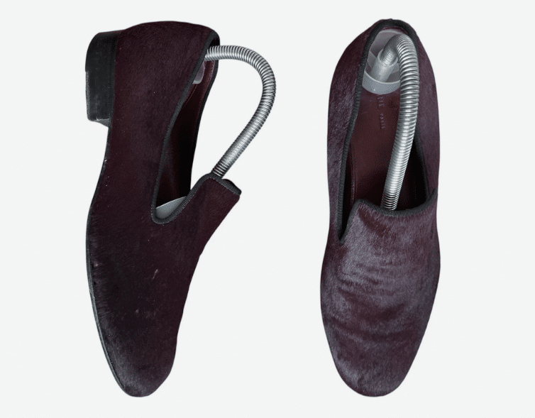 vintage celine burgundy pony hair pheobe philo loafers size 38