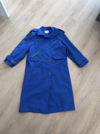 Vintage 1990s Blue and Green Oversized Trench Coat