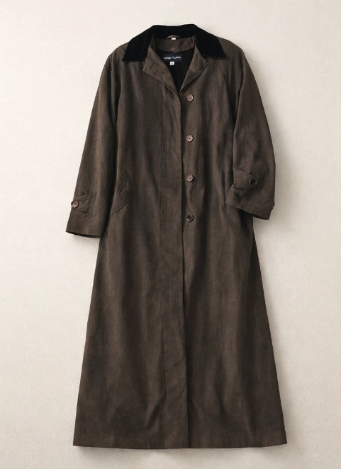 Vintage Anne Klein Long Trench Coat Brown Unisex Oversized