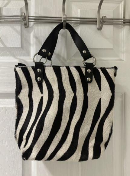 Maurizio Taiuti Zebra Animal Print Italian Leather Handbag Shoulder Bag