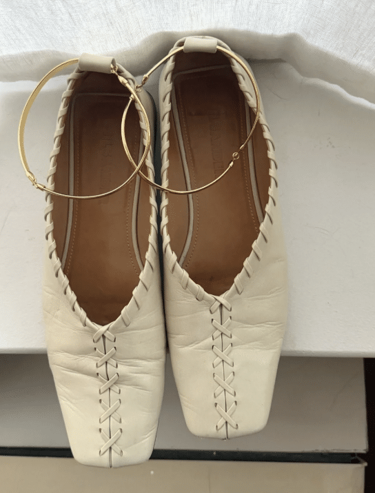 Jil Sander Cream Leather Whipstitch Ballet Flats