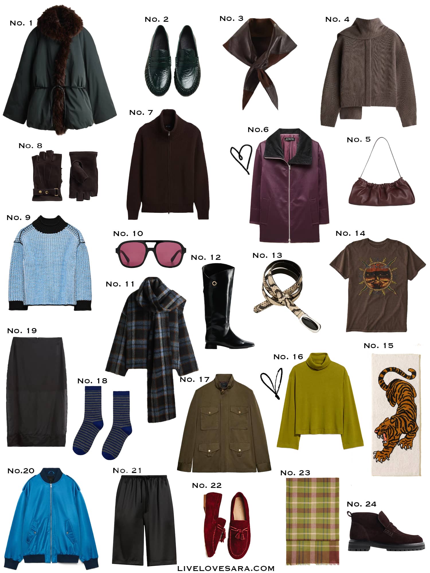 A white background with a collection of 24 finds from the past week.