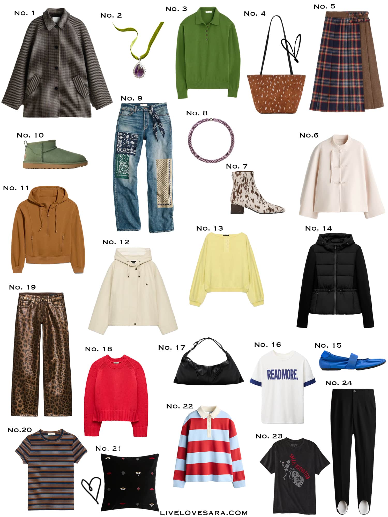 A white background with a collection of 24 finds from the past week.