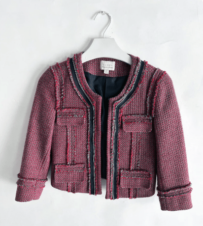 The Cyber Y2K Chanelesque Short Blazer Vintage 90s Wool Tweed Jacket