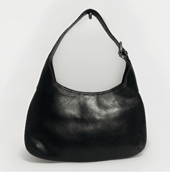 Vintage Banana Republic Leather Hobo Shoulder Bag Crescent Bag In Black