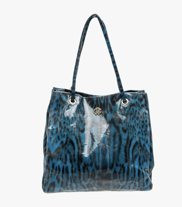 Roberto Cavalli teal blue tiger print Bag
