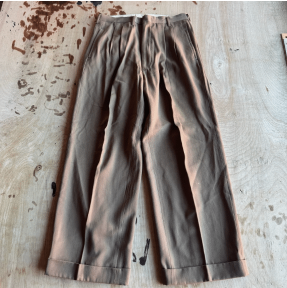 1940s 50s True Vintage Drop Loop Men's Tan Wide Leg Trouser Pants