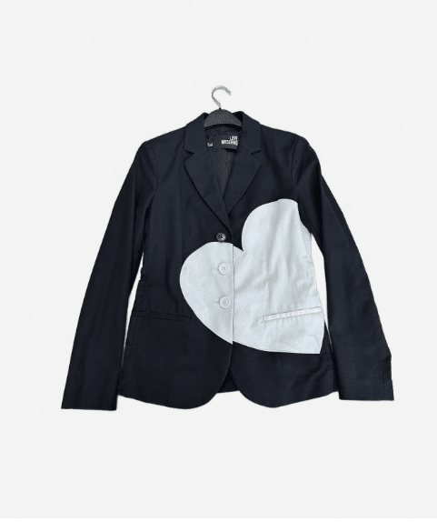 Love Moschino Black Blazer with White Heart Detail