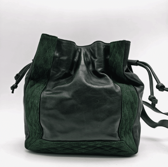Bally Shoulder bag Purse Leather&Canvas Ouilting Black&Deep green Vintage Rare