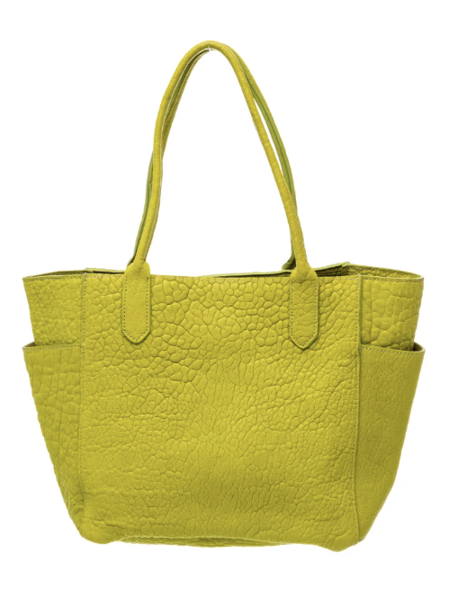 B.May Leather Tote chartreuse