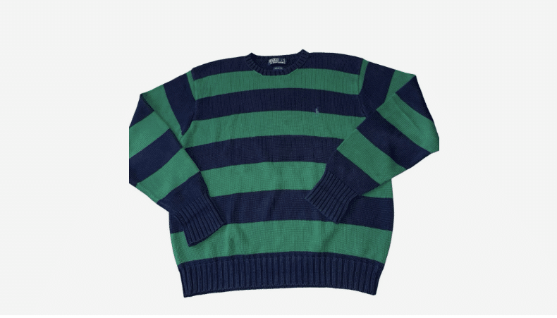 Vintage Polo Ralph Lauren Men Knit Crewneck Sweater Striped ColorBlock 1990