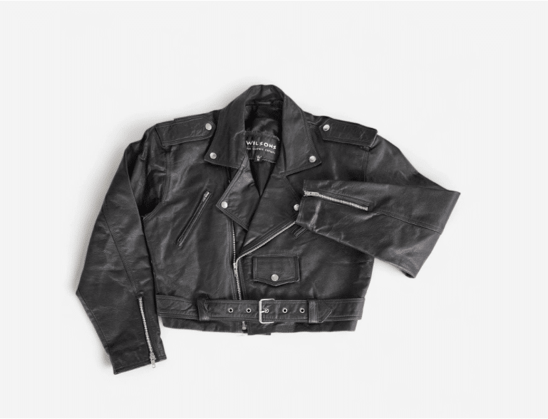 Vtg 90s Womens Wilsons Leather Cropped Moto Jacket