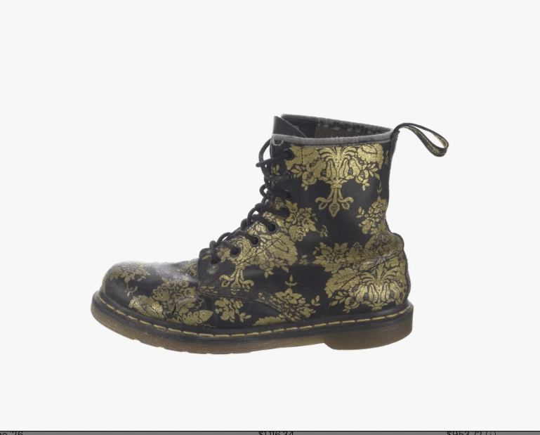 Dr. Martens Leather gold Floral brocade Print Combat Boots