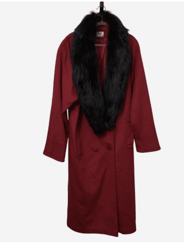 Vintage Union Made Double Breasted Wool Coat Faux Fur Collar Old Money Opera