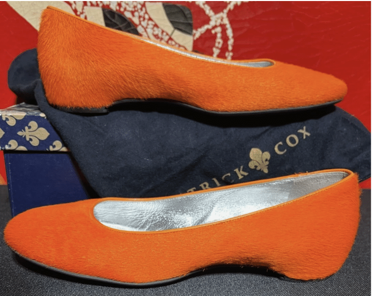 Patrick Cox London Vintage Ballerina Flats Orange Pony Hair Rubber Sole