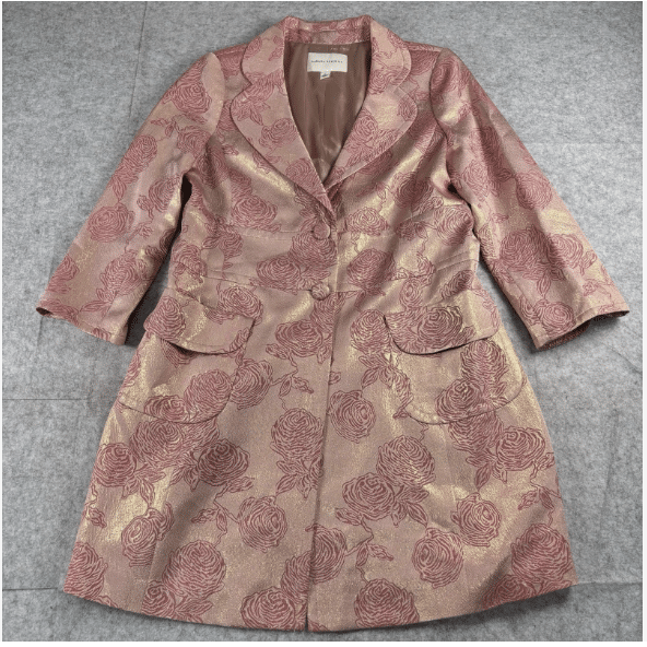 Vintage Banana Republic Pink Gold Floral Brocade Swing Coat