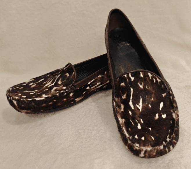 Stuart Weitzman Women's Brown/White Leopard Print Calf Hair Loafers