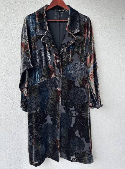 Tone Barker Silk Velvet burnout Duster Jacket,