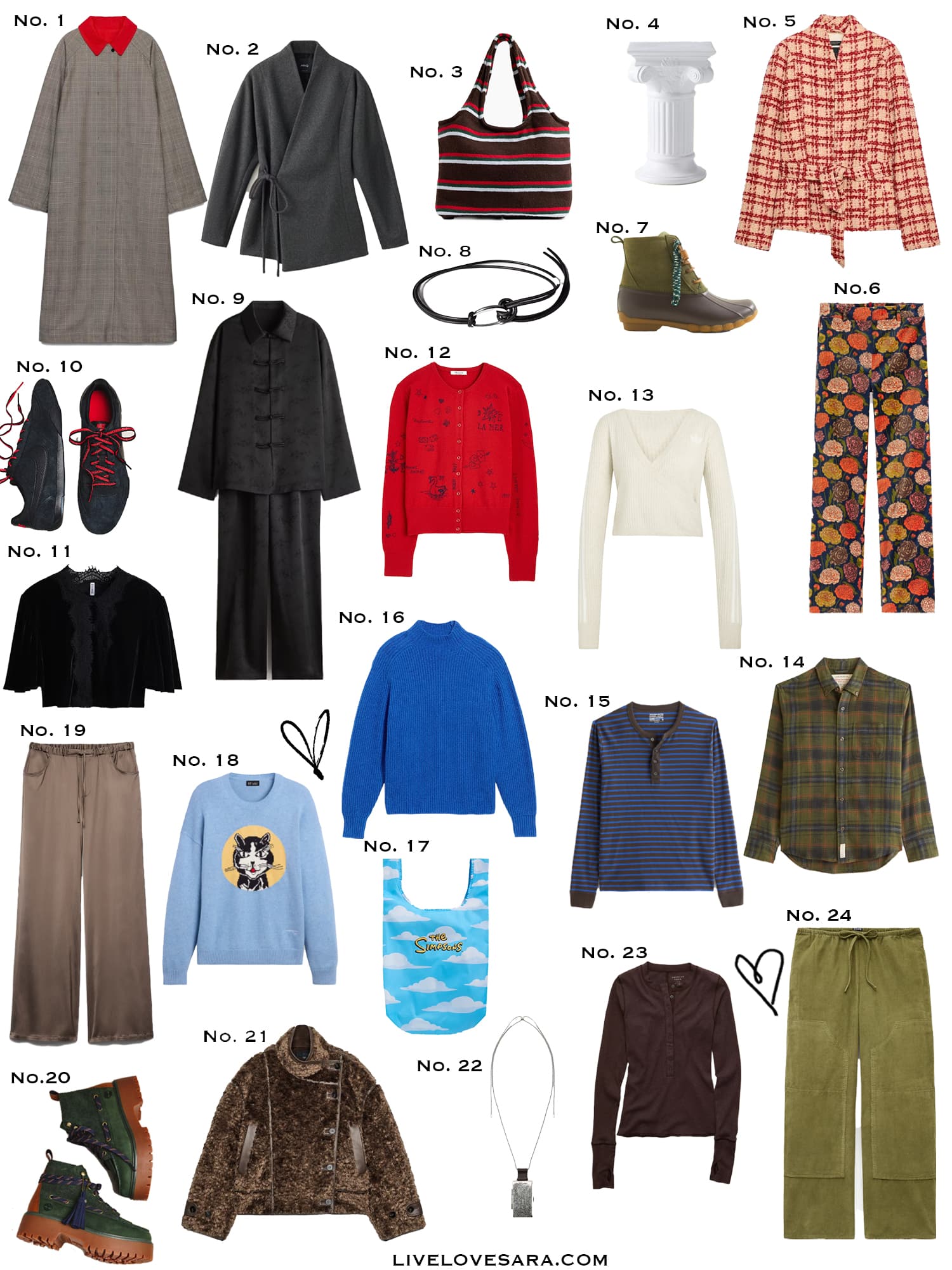 A white background with a collection of 24 finds from the past week.